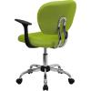 Flash Furniture Beverly Mid-Back Apple Green Mesh Padded Swivel Task Office Chair with Chrome Base and Arms