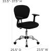 Flash Furniture Beverly Mid-Back Black Mesh Padded Swivel Task Office Chair with Chrome Base and Arms