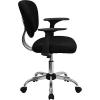 Flash Furniture Beverly Mid-Back Black Mesh Padded Swivel Task Office Chair with Chrome Base and Arms