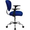 Flash Furniture Beverly Mid-Back Blue Mesh Padded Swivel Task Office Chair with Chrome Base and Arms