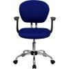 Flash Furniture Beverly Mid-Back Blue Mesh Padded Swivel Task Office Chair with Chrome Base and Arms