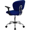 Flash Furniture Beverly Mid-Back Blue Mesh Padded Swivel Task Office Chair with Chrome Base and Arms