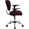 Flash Furniture Beverly Mid-Back Burgundy Mesh Padded Swivel Task Office Chair with Chrome Base and Arms