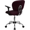 Flash Furniture Beverly Mid-Back Burgundy Mesh Padded Swivel Task Office Chair with Chrome Base and Arms