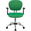 Flash Furniture Beverly Mid-Back Coffee Brown Mesh Padded Swivel Task Office Chair with Chrome Base and Arms(Bright Green)