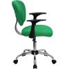 Flash Furniture Beverly Mid-Back Coffee Brown Mesh Padded Swivel Task Office Chair with Chrome Base and Arms(Bright Green)