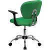 Flash Furniture Beverly Mid-Back Coffee Brown Mesh Padded Swivel Task Office Chair with Chrome Base and Arms(Bright Green)