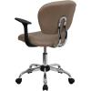 Flash Furniture Beverly Mid-Back Coffee Brown Mesh Padded Swivel Task Office Chair with Chrome Base and Arms(Coffee Brown)