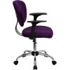 Flash Furniture Beverly Mid-Back Coffee Brown Mesh Padded Swivel Task Office Chair with Chrome Base and Arms(Purple)