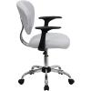 Flash Furniture Beverly Mid-Back Coffee Brown Mesh Padded Swivel Task Office Chair with Chrome Base and Arms(White)