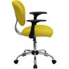 Flash Furniture Beverly Mid-Back Coffee Brown Mesh Padded Swivel Task Office Chair with Chrome Base and Arms(Yellow)