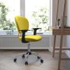 Flash Furniture Beverly Mid-Back Coffee Brown Mesh Padded Swivel Task Office Chair with Chrome Base and Arms(Yellow)