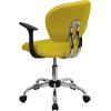 Flash Furniture Beverly Mid-Back Coffee Brown Mesh Padded Swivel Task Office Chair with Chrome Base and Arms(Yellow)