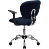 Flash Furniture Beverly Mid-Back Navy Mesh Padded Swivel Task Office Chair with Chrome Base and Arms
