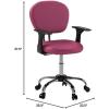 Flash Furniture Beverly Mid-Back Pink Mesh Padded Swivel Task Office Chair with Chrome Base and Arms