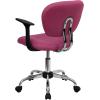 Flash Furniture Beverly Mid-Back Pink Mesh Padded Swivel Task Office Chair with Chrome Base and Arms
