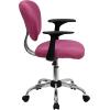 Flash Furniture Beverly Mid-Back Pink Mesh Padded Swivel Task Office Chair with Chrome Base and Arms