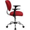 Flash Furniture Beverly Mid-Back Red Mesh Padded Swivel Task Office Chair with Chrome Base and Arms