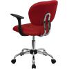 Flash Furniture Beverly Mid-Back Red Mesh Padded Swivel Task Office Chair with Chrome Base and Arms