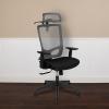 Flash Furniture Ergonomic Mesh Office Chair with Synchro-Tilt, Pivot Adjustable Headrest, Lumbar Support, Coat Hanger and Adjustable Arms in Gray/Black