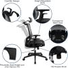 Flash Furniture Ergonomic Mesh Office Chair with Synchro-Tilt, Pivot Adjustable Headrest, Lumbar Support, Coat Hanger and Adjustable Arms in Gray/Black