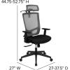 Flash Furniture Ergonomic Mesh Office Chair with Synchro-Tilt, Pivot Adjustable Headrest, Lumbar Support, Coat Hanger and Adjustable Arms in Gray/Black