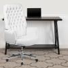 Flash Furniture Hansel High Back Traditional Tufted Black LeatherSoft Executive Swivel Office Chair with Silver Welt Arms(White)