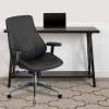 Flash Furniture Hansel Mid-Back Black LeatherSoft Smooth Upholstered Executive Swivel Office Chair with Arms(Black)