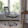 Flash Furniture Hansel Mid-Back Black Mesh Contemporary Executive Swivel Office Chair with LeatherSoft Seat