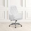 Flash Furniture Hansel Mid-Back Traditional Tufted Black LeatherSoft Executive Swivel Office Chair with Arms(White)