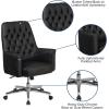 Flash Furniture Hansel Mid-Back Traditional Tufted White LeatherSoft Executive Swivel Office Chair with Arms(Black)