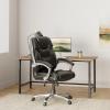 Flash Furniture Heather High Back Black LeatherSoft Layered Upholstered Executive Swivel Ergonomic Office Chair with Silver Nylon Base and Arms