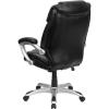 Flash Furniture Heather High Back Black LeatherSoft Layered Upholstered Executive Swivel Ergonomic Office Chair with Silver Nylon Base and Arms