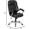 Flash Furniture Heather High Back Black LeatherSoft Layered Upholstered Executive Swivel Ergonomic Office Chair with Silver Nylon Base and Arms