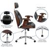 Flash Furniture High Back Black LeatherSoft Executive Ergonomic Wood Swivel Office Chair with Arms