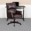 Flash Furniture High Back Pillow Back Burgundy LeatherSoft Executive Swivel Office Chair with Arms(Brown)