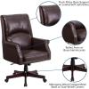 Flash Furniture High Back Pillow Back Burgundy LeatherSoft Executive Swivel Office Chair with Arms(Brown)