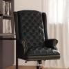 Flash Furniture High Back Traditional Fully Tufted Brown LeatherSoft Executive Swivel Ergonomic Office Chair with Arms(Black)