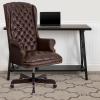 Flash Furniture High Back Traditional Fully Tufted Brown LeatherSoft Executive Swivel Ergonomic Office Chair with Arms(Brown)