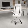 Flash Furniture High Back White LeatherSoft Executive Swivel Ergonomic Office Chair with Flip-Up Arms