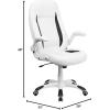 Flash Furniture High Back White LeatherSoft Executive Swivel Ergonomic Office Chair with Flip-Up Arms