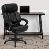 Flash Furniture Iris High Back Black LeatherSoft Executive Swivel Ergonomic Office Chair with Plush Headrest, Extensive Padding and Arms