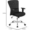 Flash Furniture Jasmine Mid-Back Black Mesh Contemporary Swivel Task Office Chair with Chrome Base and Adjustable Arms(Black)
