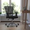 Flash Furniture Jasmine Mid-Back Black Mesh Contemporary Swivel Task Office Chair with Chrome Base and Adjustable Arms(Black)