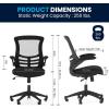 Flash Furniture Kelista Mid-Back Swivel Office Chair with Adjustable Seat Height, Ergonomic Mesh Desk Chair with LeatherSoft Seat, Black(Black Mesh)