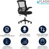 Flash Furniture Kelista Mid-Back Swivel Office Chair with Adjustable Seat Height, Ergonomic Mesh Desk Chair with LeatherSoft Seat, Black(Black Mesh)