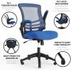 Flash Furniture Kelista Mid-Back Swivel Office Chair with Adjustable Seat Height, Ergonomic Mesh Desk Chair with LeatherSoft Seat, Black(Blue Mesh)