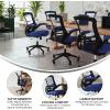 Flash Furniture Kelista Mid-Back Swivel Office Chair with Adjustable Seat Height, Ergonomic Mesh Desk Chair with LeatherSoft Seat, Black(Blue Mesh)