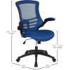 Flash Furniture Kelista Mid-Back Swivel Office Chair with Adjustable Seat Height, Ergonomic Mesh Desk Chair with LeatherSoft Seat, Black(Blue Mesh)