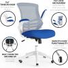 Flash Furniture Kelista Mid-Back Swivel Office Chair with Adjustable Seat Height, Ergonomic Mesh Desk Chair with LeatherSoft Seat, Black(Blue Mesh/White Frame)